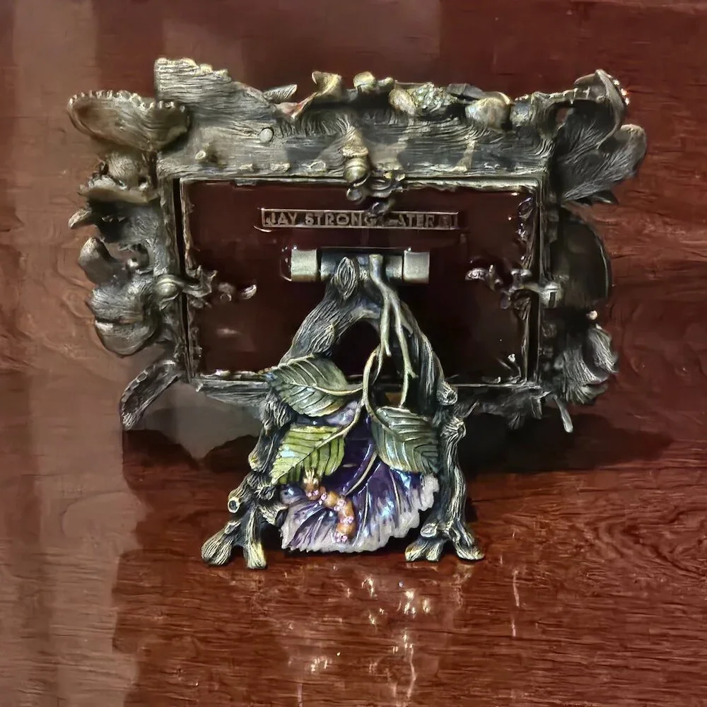 RARE JAY STRONGWATER SPRING SUMMER FLOWER LEAF CRYSTAL ENAMEL SQUARE FRAME